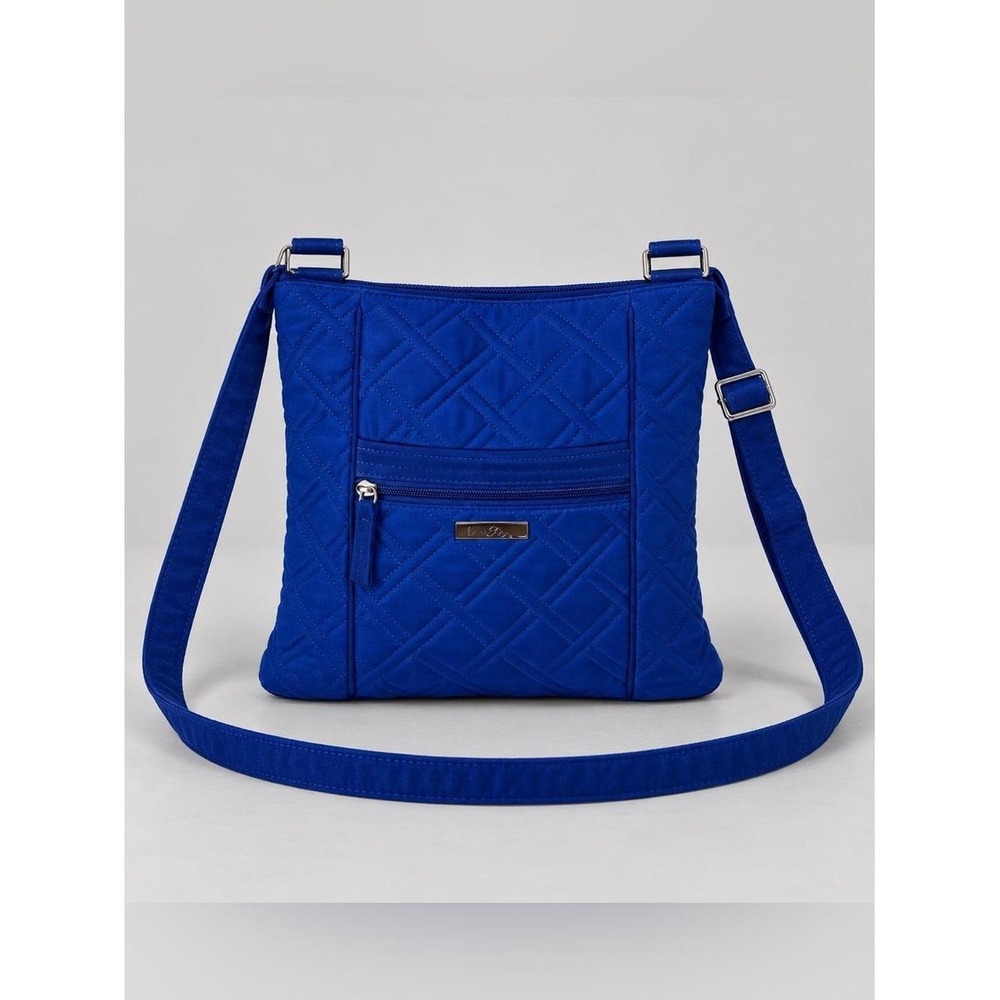 Vera Bradley Microfiber Crossbody Bag Purse Quilted Cobalt Blue
